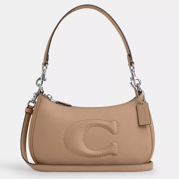 Coach Handbags - Coach Teri Silver/Taupe/Beige Smooth Leather Shoulder Crossbody Bag CR099 NWOT